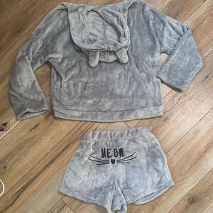 Gray Cat Pajama Set